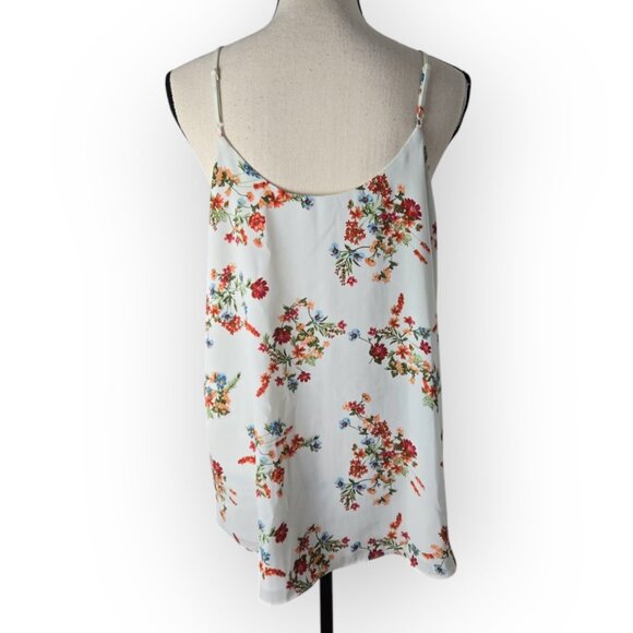 Hippie Rose White Floral Print Spaghetti Strap Chiffon Top XL - Picture 3 of 6